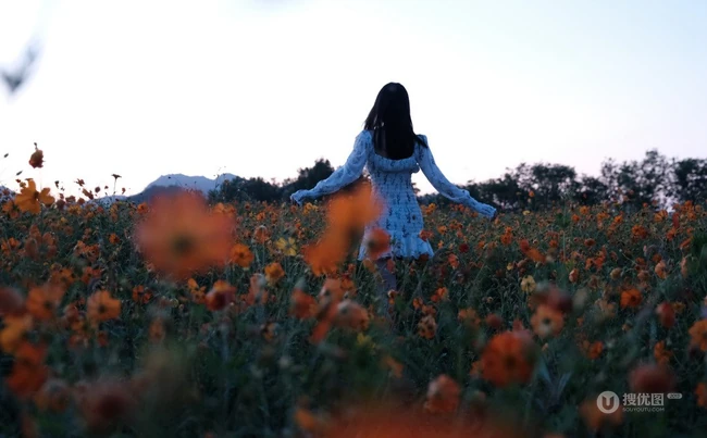 葛鑫怡清新印花白裙宛若花间精灵唯美户外写真图片