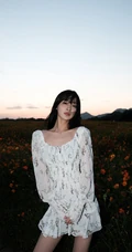 葛鑫怡清新印花白裙宛若花间精灵唯美户外写真图片