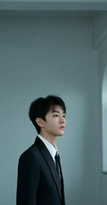 王俊凯黑色西服正装着身出席某活动写真帅气照