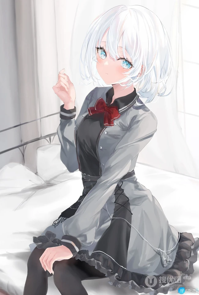 白色短发女仆装，学生装动漫少女 《侦探已经死了》人物希耶斯塔高清插画作品图集