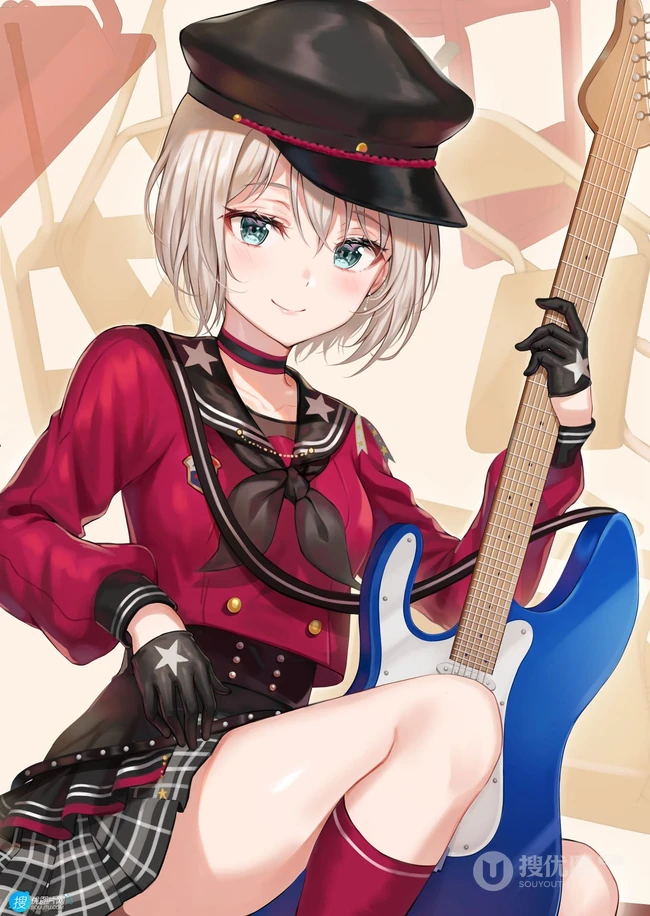 对乐器超喜欢执着的二次元少女《BanG Dream!》人物青叶摩卡高清插画图集