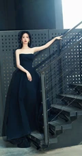 陈都灵身着礼裙黑衣连衣裙宛如黑天鹅般清冷美丽写真图片