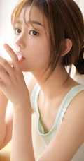 小姐姐吃面条的样子太可爱了，清甜系背心短裤女生小姐姐甜美动人室内照片