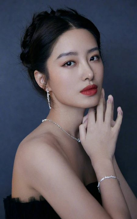 杨采钰优雅气质黑色轻纱礼裙裙穿着个人写真美照