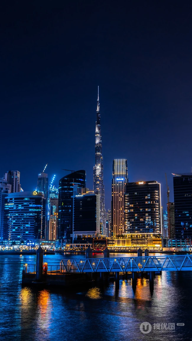 万家灯火灿烂的城市夜景，以及标建筑物唯美高清手机壁纸图片