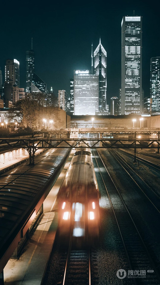万家灯火灿烂的城市夜景，以及标建筑物唯美高清手机壁纸图片