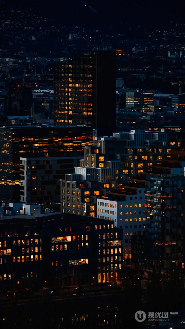 万家灯火灿烂的城市夜景，以及标建筑物唯美高清手机壁纸图片