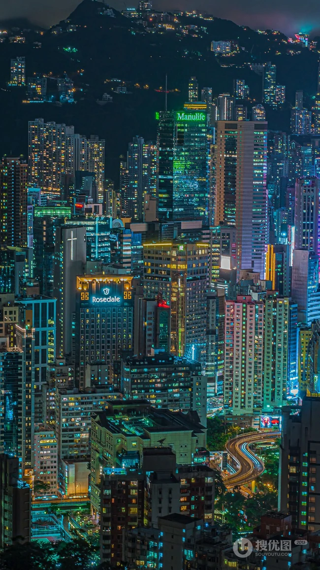万家灯火灿烂的城市夜景，以及标建筑物唯美高清手机壁纸图片