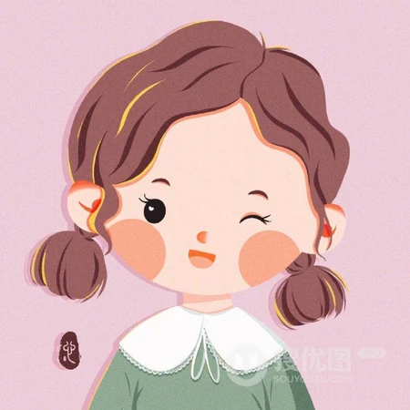 圆圆脸蛋超可爱的手绘小女孩插画头像图片，能让一个女孩成长的从来不是什么鸡汤