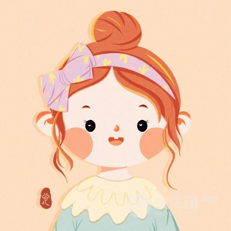 圆圆脸蛋超可爱的手绘小女孩插画头像图片，能让一个女孩成长的从来不是什么鸡汤