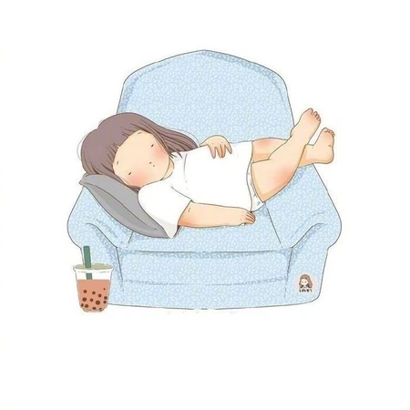 慢热，沉默，喜欢独处宅在家的可爱小胖妞，胖女孩生活点滴手绘插画图片