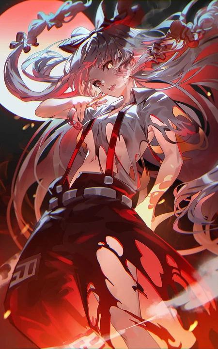 动画动漫《东方Project》人物藤原妹红高清插画图集欣赏