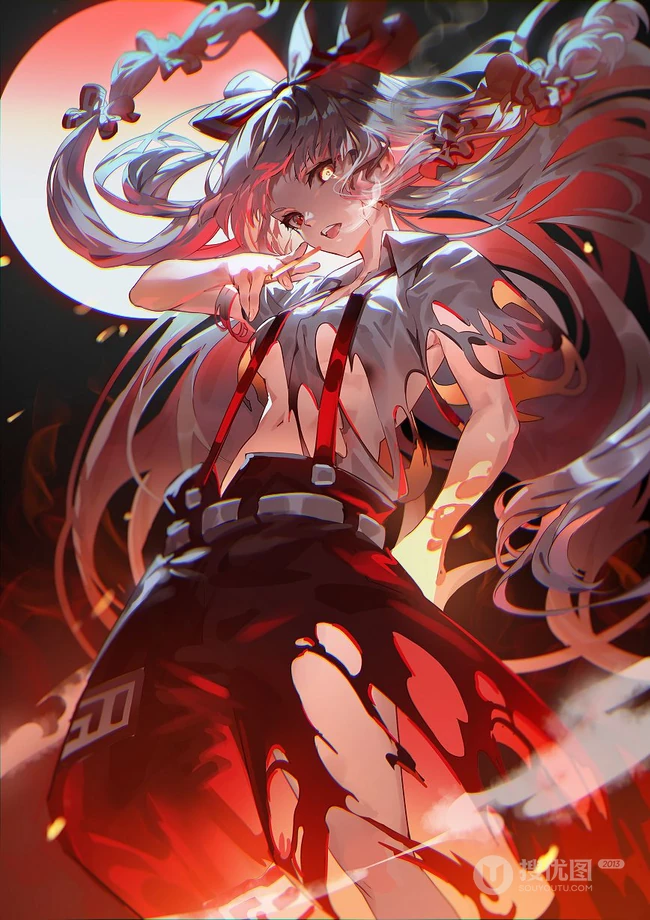 动画动漫《东方Project》人物藤原妹红高清插画图集欣赏