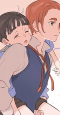 温馨的父子，父女日常相处点滴唯美手绘插画图片