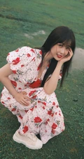 虞书欣在雾气袅绕的微光森林中 身着玫瑰花长裙安静优雅写真图片