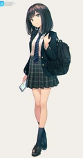JK制服短裙动漫少女高清插画图片，日本画师日向あずり作品欣赏