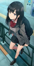 JK制服短裙动漫少女高清插画图片，日本画师日向あずり作品欣赏