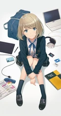 JK制服短裙动漫少女高清插画图片，日本画师日向あずり作品欣赏