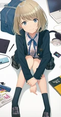 JK制服短裙动漫少女高清插画图片，日本画师日向あずり作品欣赏