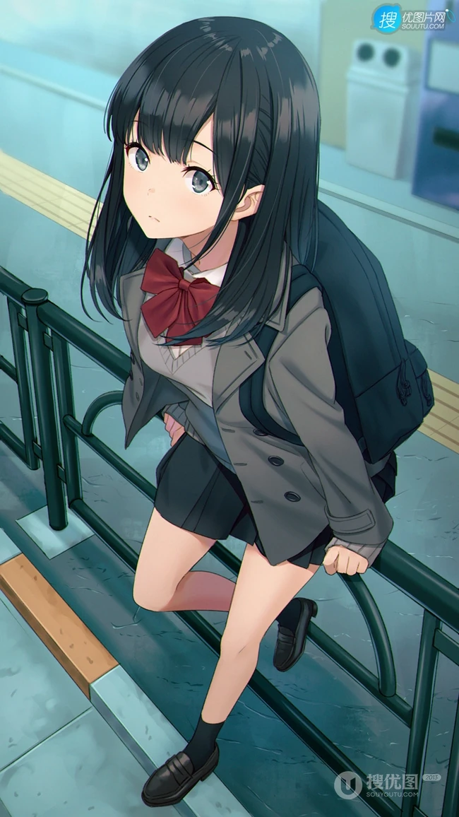JK制服短裙动漫少女高清插画图片，日本画师日向あずり作品欣赏