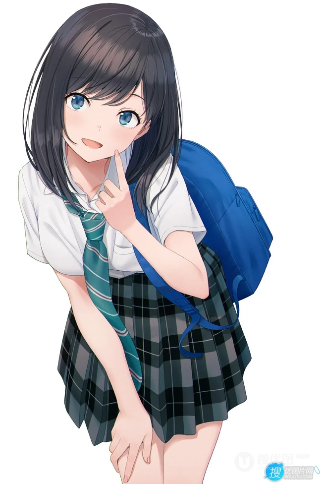 JK制服短裙动漫少女高清插画图片，日本画师日向あずり作品欣赏