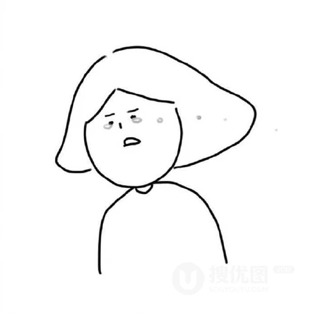 流泪的中年短发女人简笔画头像微信图片，除了生病以外的痛苦都是矫情