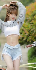骑自行车的气质甜美可爱混血女孩少女小清新街拍写真套图