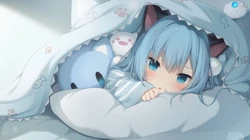 赖床的可爱动漫猫耳朵萝莉少女猫羽雫高清桌面壁纸图片
