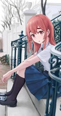短红发，内向怕羞 动漫《租借女友》少女人物樱泽墨高清插画图片欣赏