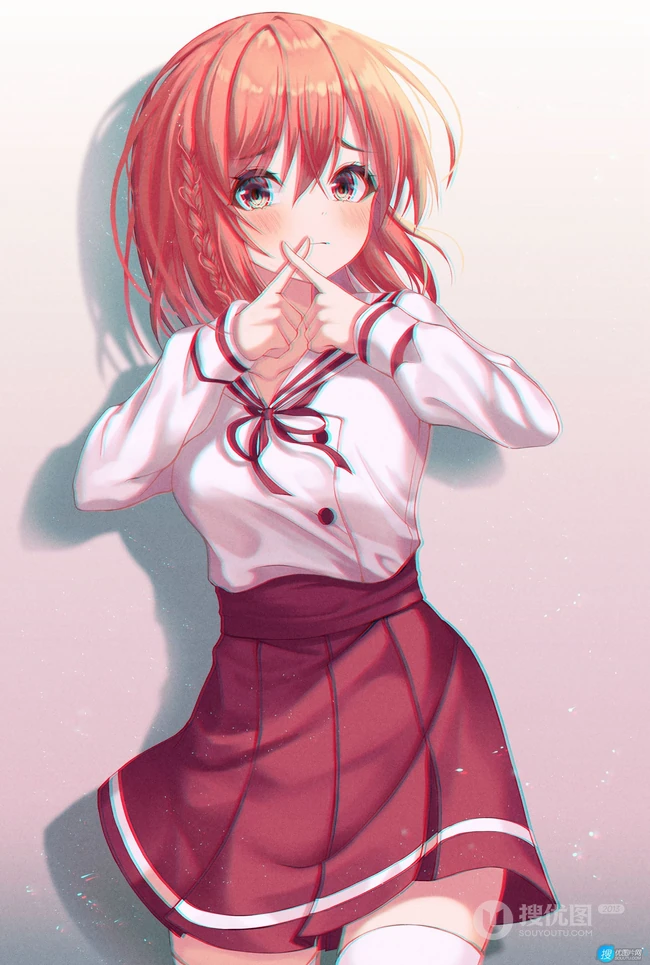 短红发，内向怕羞 动漫《租借女友》少女人物樱泽墨高清插画图片欣赏