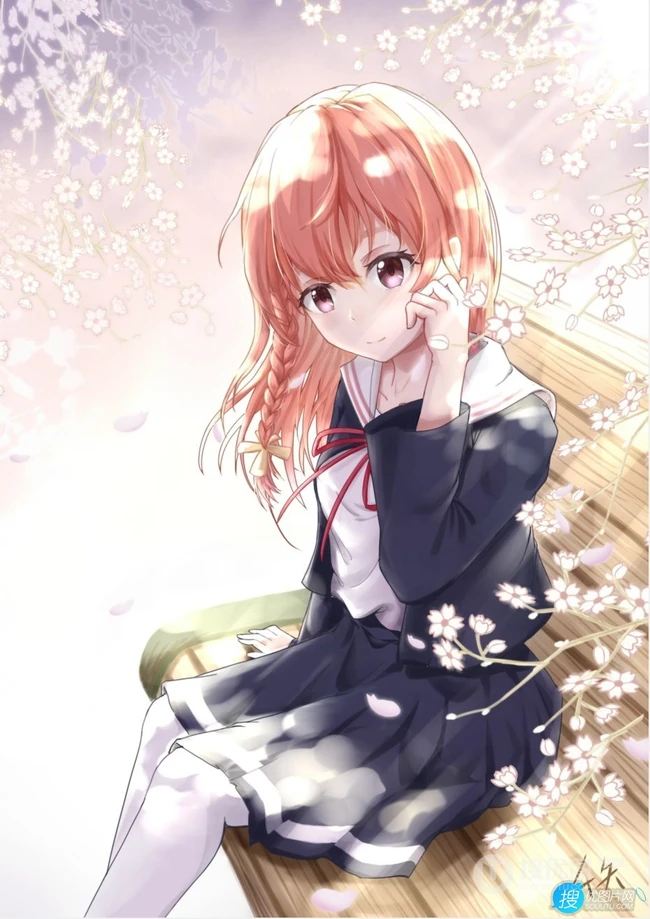 短红发，内向怕羞 动漫《租借女友》少女人物樱泽墨高清插画图片欣赏