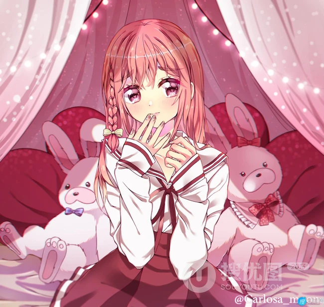 短红发，内向怕羞 动漫《租借女友》少女人物樱泽墨高清插画图片欣赏