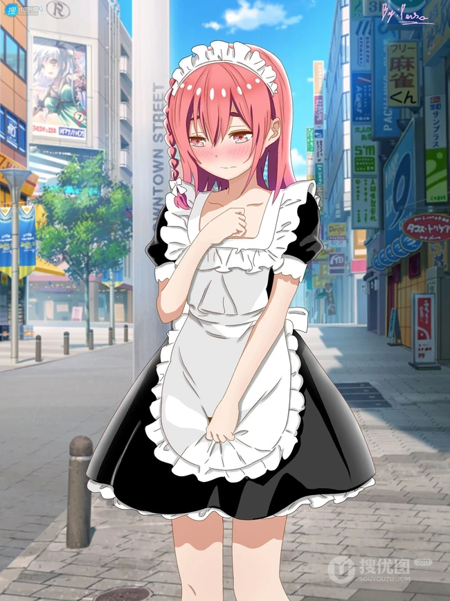 短红发，内向怕羞 动漫《租借女友》少女人物樱泽墨高清插画图片欣赏