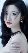 景甜气质黑色斜肩开叉丝滑绢感裙高清气质写真照