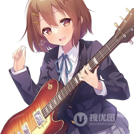 呆萌可爱的吉他少女，日本漫画《轻音少女》平泽唯高清插画头像图片