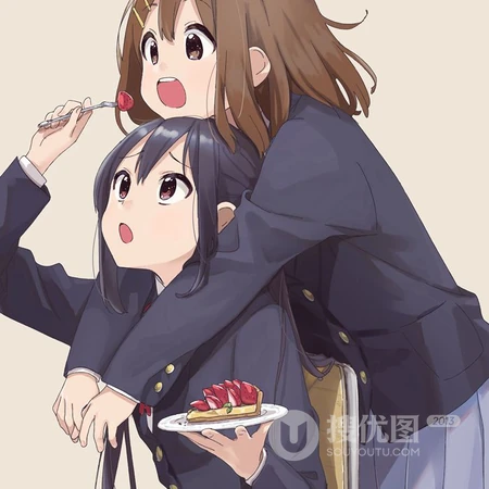 呆萌可爱的吉他少女，日本漫画《轻音少女》平泽唯高清插画头像图片