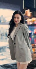 气质漂亮且有气质的女生轻熟Vanessa休闲西服短裤袜装高跟街拍写真套图