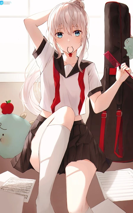 纯真可爱的动漫马尾辫少女高清插画图片图集