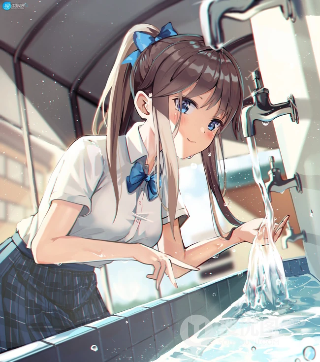 纯真可爱的动漫马尾辫少女高清插画图片图集