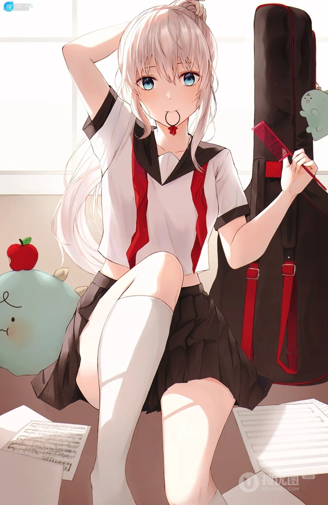 纯真可爱的动漫马尾辫少女高清插画图片图集