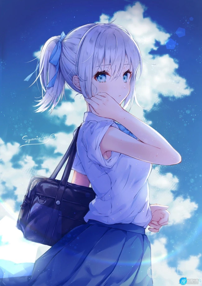 纯真可爱的动漫马尾辫少女高清插画图片图集