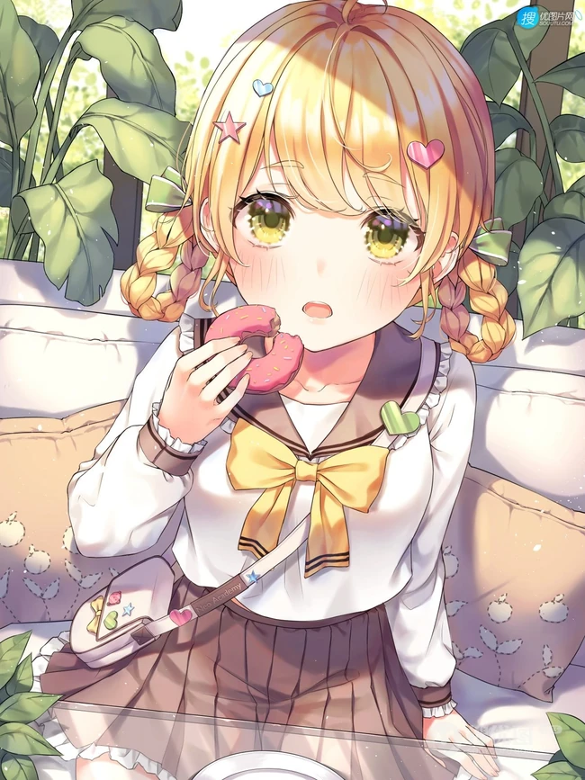 就这样抬着头看你，可爱动人抬眼看的动漫少女高清插画图片欣赏