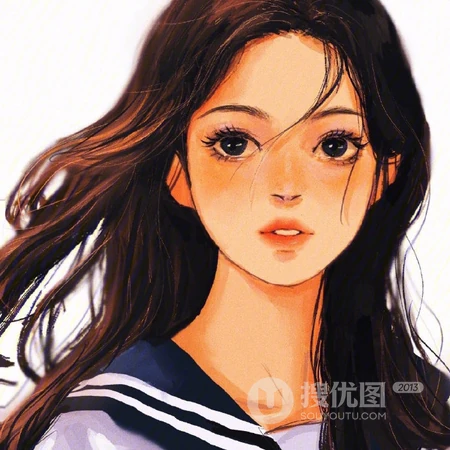青葱少女，二八年华，手绘少女素描插画头像 别期望，怎会有失望？