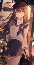 脸蛋红红，害羞的可爱动漫少女学生少女高清插画图集，韩国画师Duyu作品