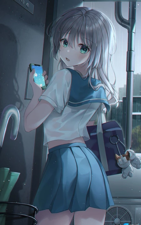 脸蛋红红，害羞的可爱动漫少女学生少女高清插画图集，韩国画师Duyu作品