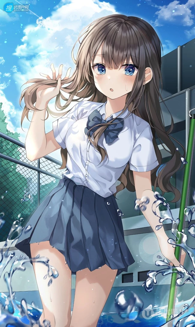 脸蛋红红，害羞的可爱动漫少女学生少女高清插画图集，韩国画师Duyu作品