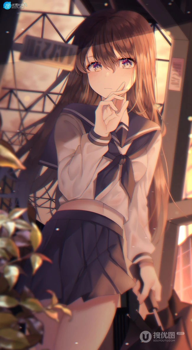 脸蛋红红，害羞的可爱动漫少女学生少女高清插画图集，韩国画师Duyu作品