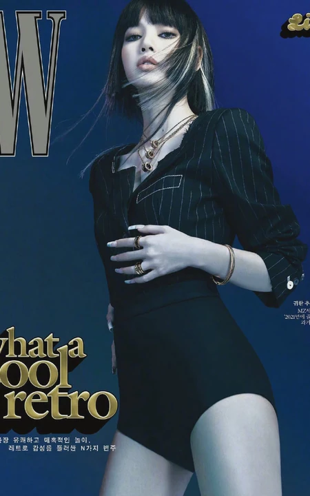 Lisa气质酷飒挑染发型搭配多套服饰登杂志写真图片