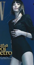 Lisa气质酷飒挑染发型搭配多套服饰登杂志写真图片