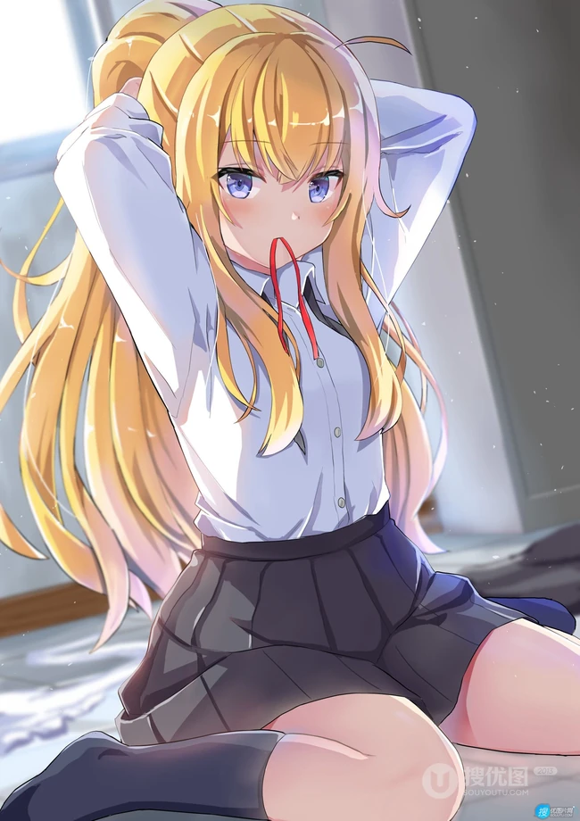 漂亮金发的天使少女，漫画《珈百璃的堕落》人物珈百璃高清插画图集欣赏